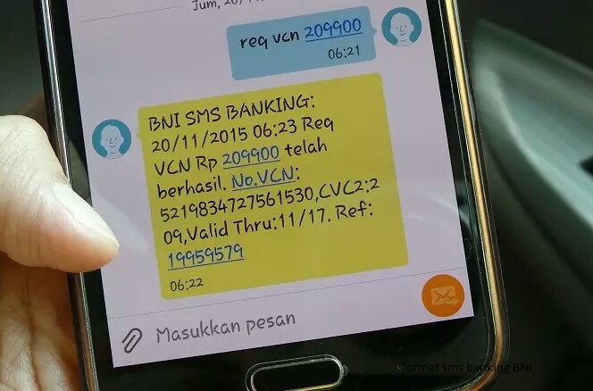 format sms banking BNI